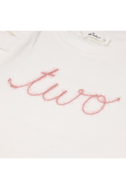 Oh Baby ! "two" Pink Eyelash Millie Long Sleeve Tee In Cream