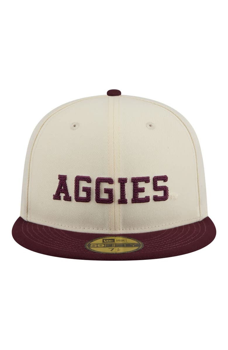 New Era Men's New Era  Cream/Maroon Texas A&M Aggies Two-Tone Script 59FIFTY Fitted Hat, Alternate, color, Cream