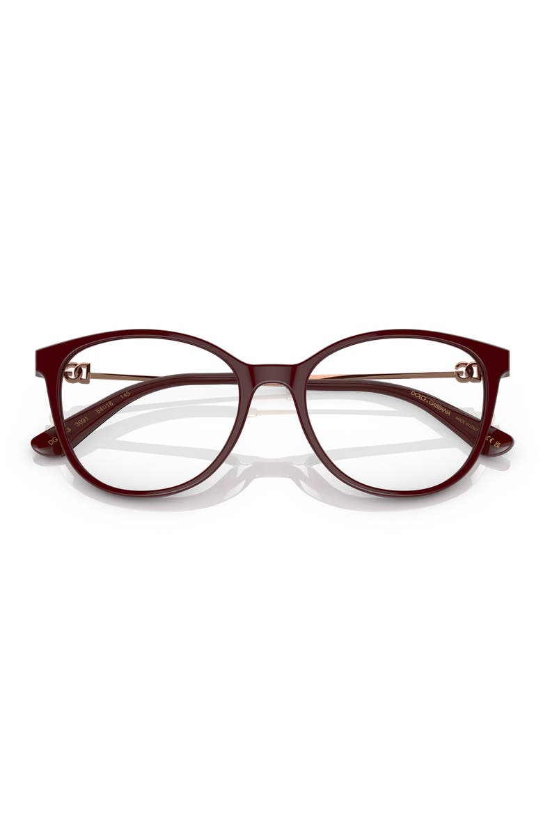 54mm Butterfly Optical Glasses, Alternate, color, BORDEAUX/ ROSE GOLD