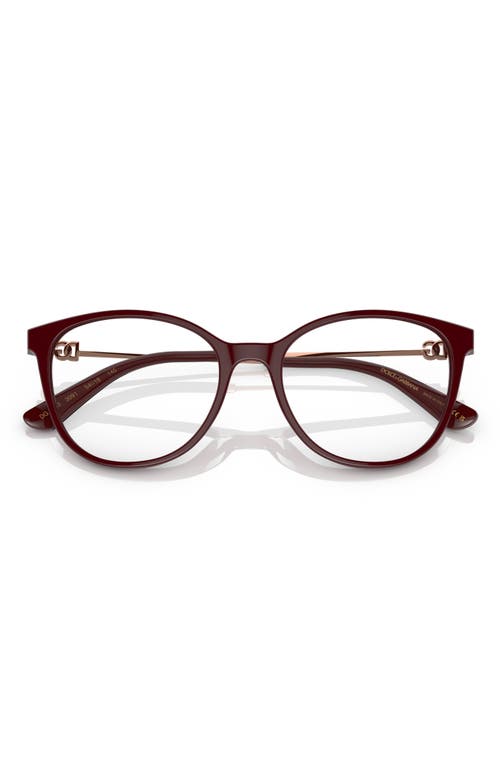 Dolce & Gabbana Dolce&gabbana 54mm Butterfly Optical Glasses In Bordeaux/rose Gold