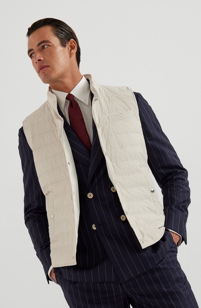 Brunello Cucinelli Lightweight down vest, Alternate, color, Ivory