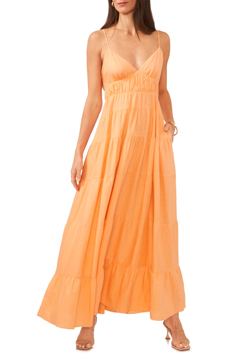 1.STATE Empire Waist Sleeveless Tiered Maxi Dress, Main, color,