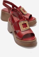 Forever & Always Shoes Lucia Leather Buckle Platform Sandal