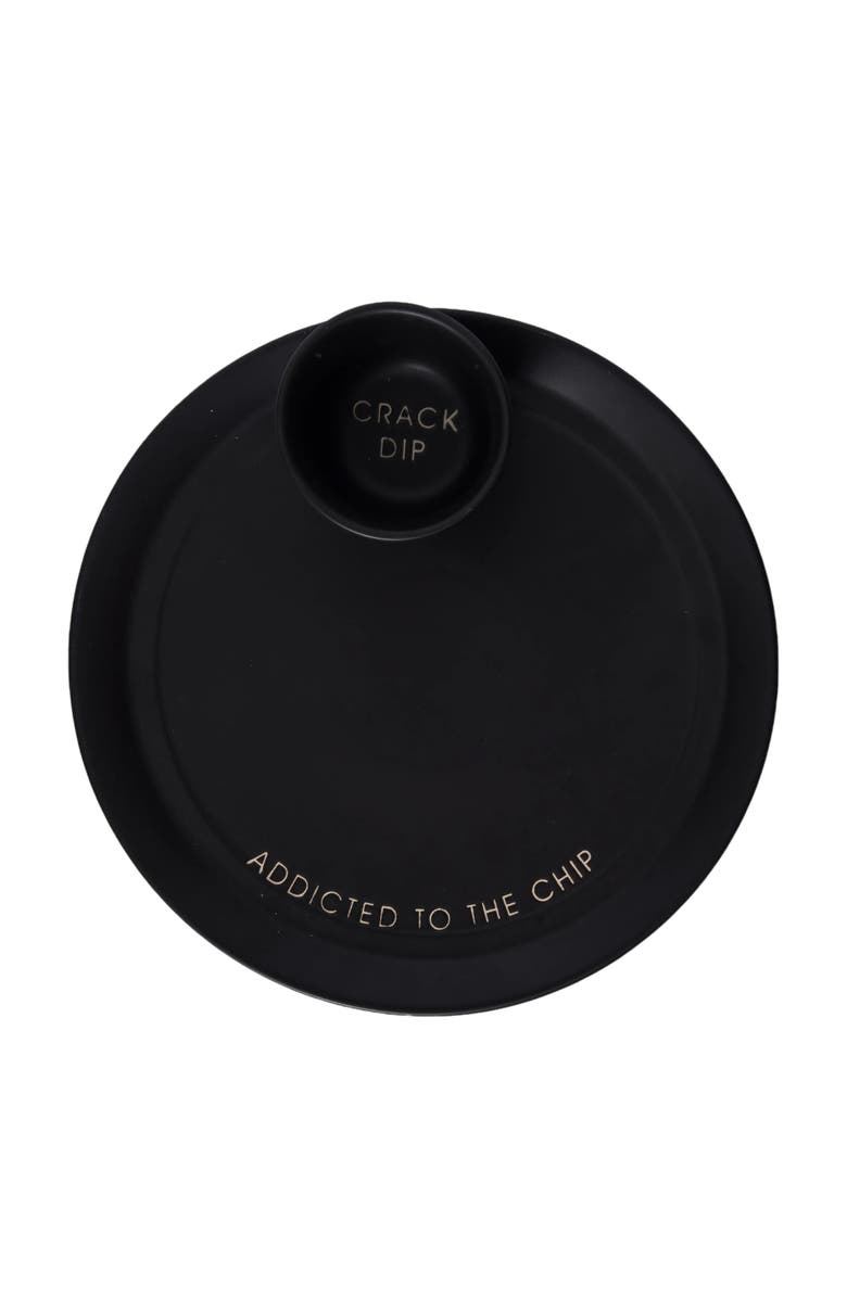Totalee Gift Crack Dip Platter w/ Bowl Set of 2 Ceramic Black, Main, color, Black