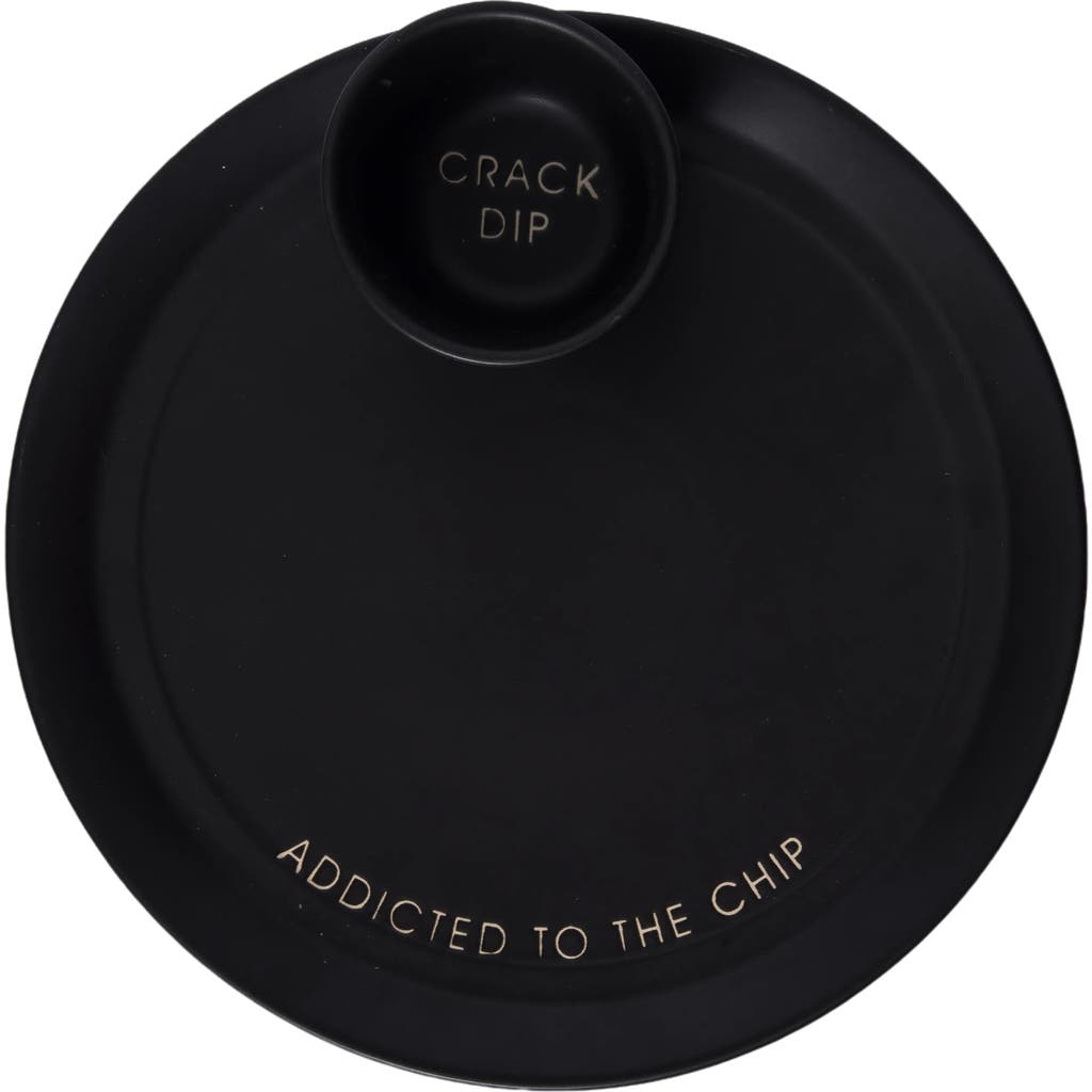Totalee Gift Crack Dip Platter W/ Bowl Set Of 2 Ceramic Black