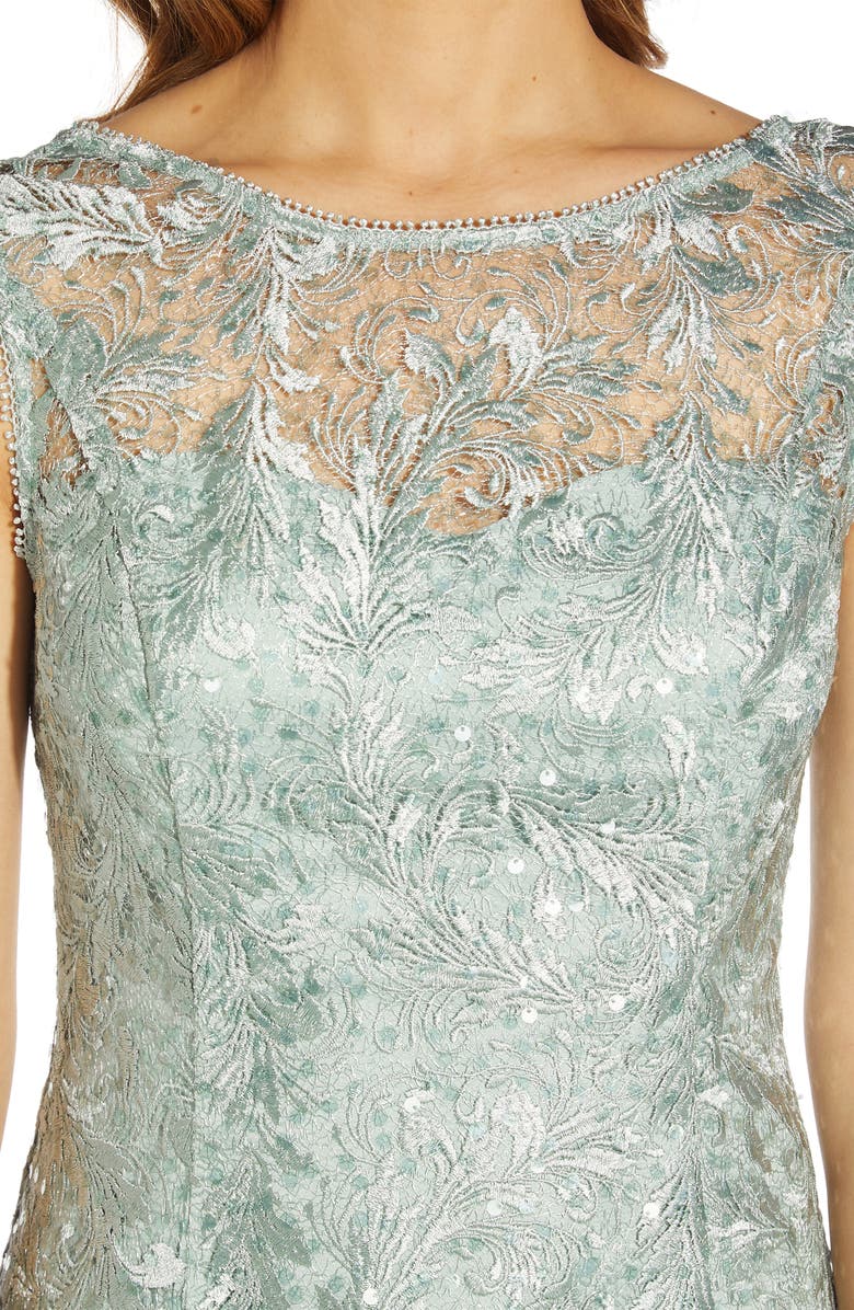 Adrianna Papell Embroidered Cocktail Dress, Alternate, color, Cloudy Aqua