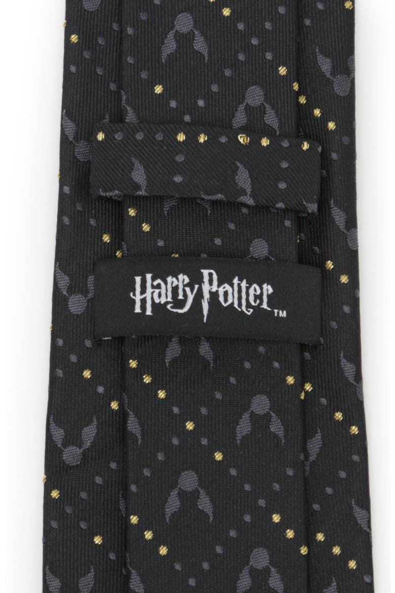 Harry Potter Golden Snitch Silk Tie, Alternate, color, BLACK