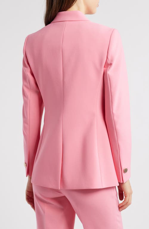 Shop Anne Klein One-button Stretch Knit Blazer In Pink Dahlia