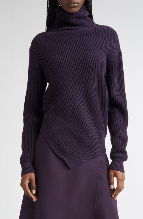 Bias Hem Cashmere Turtleneck Sweater