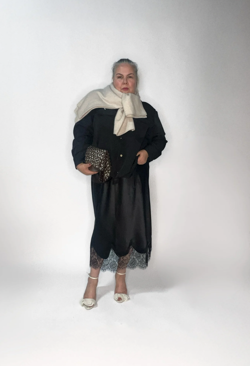 Baacal Bias Lace Skirt In Black