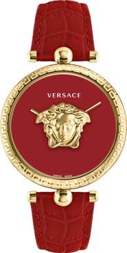 Versace Palazzo Empire Two Hand Quartz Leather Strap Watch, 39mm