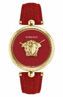Versace Palazzo Empire Two Hand Quartz Leather Strap Watch, 39mm