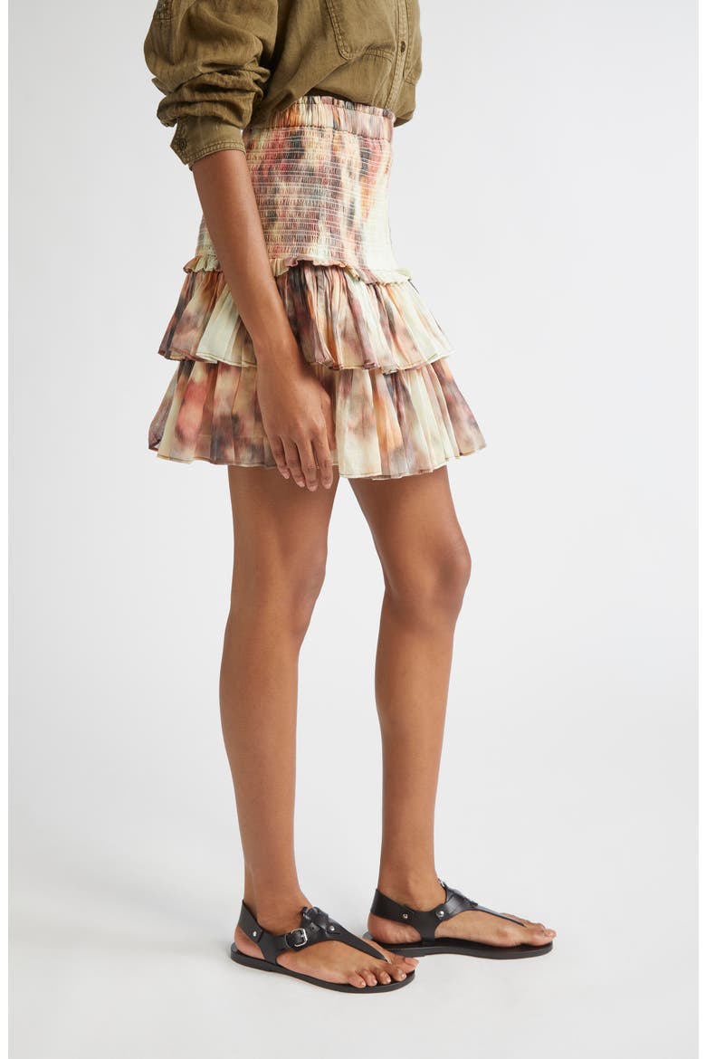 Naomi Tiered Tie Dye Cotton Miniskirt, Alternate, color, BEIGE