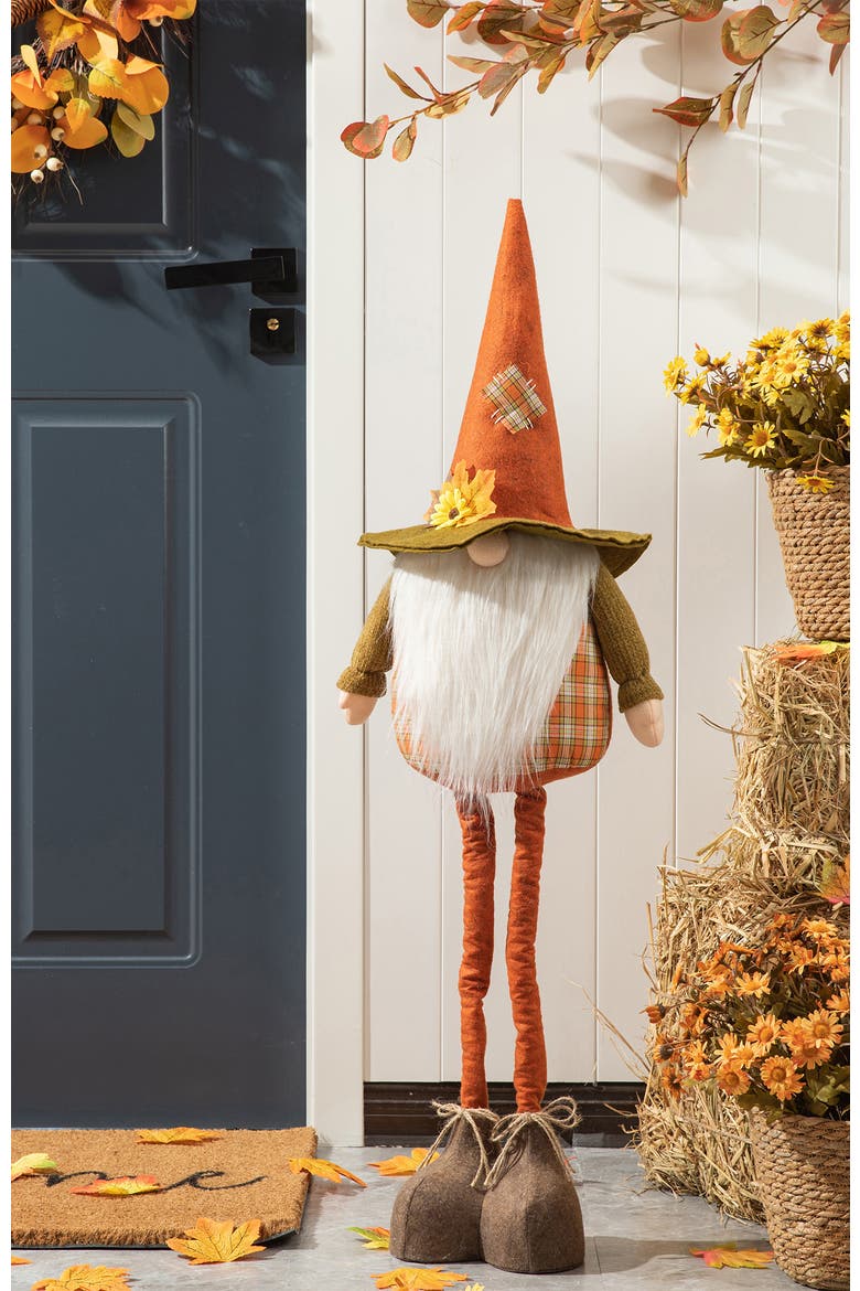 Telescoped Fabric Fall Gnome Standing Decor, Alternate, color, Orange