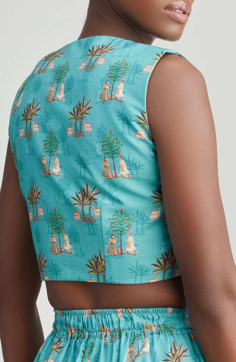 holiCHIC Garden Print Vest, Alternate, color, Blue