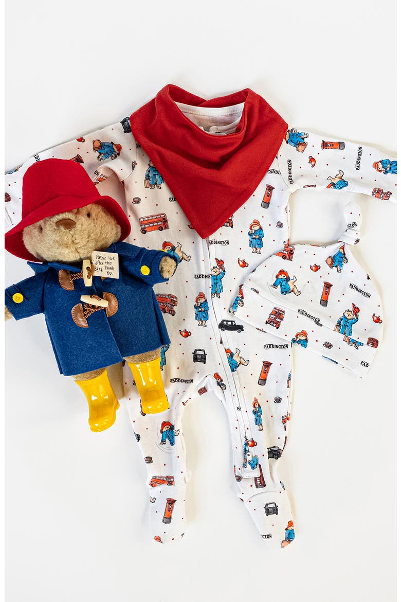 x Paddington Fitted One-Piece Organic Cotton Footie Pajamas, Alternate, color, LONDON PADDINGTON
