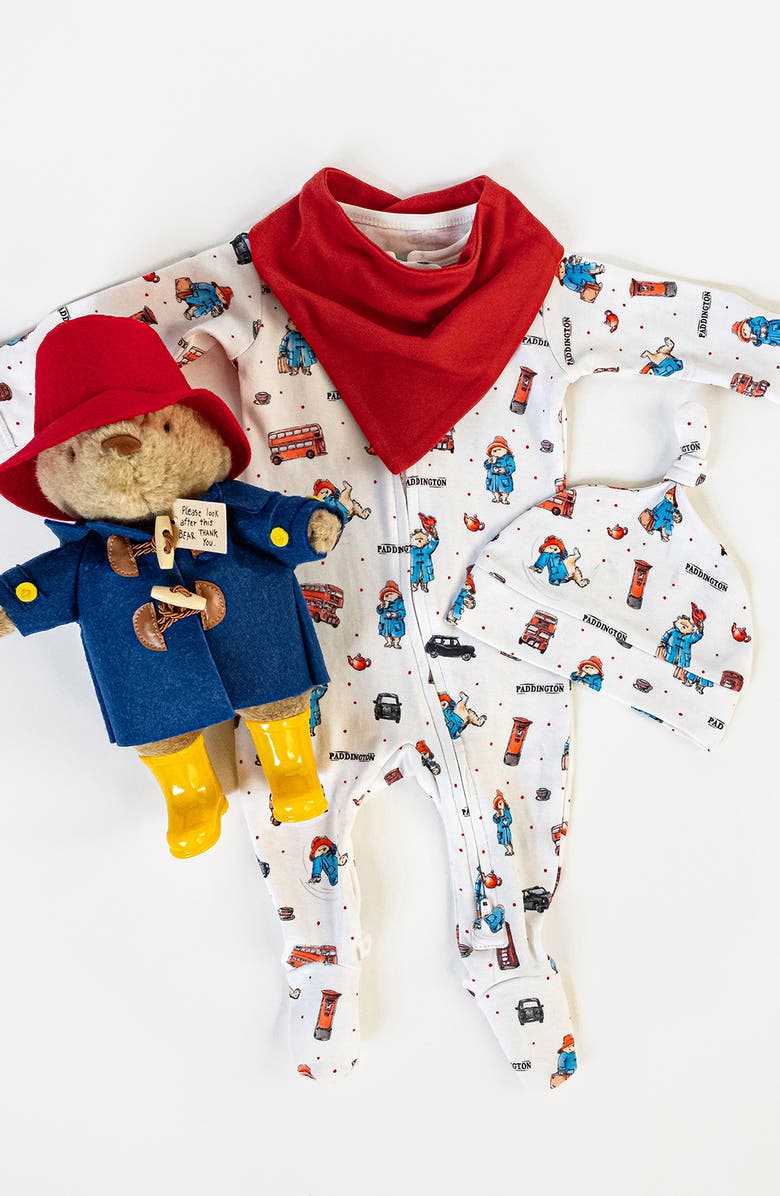 L'ovedbaby x Paddington Fitted One-Piece Organic Cotton Footie Pajamas, Alternate, color, London Paddington