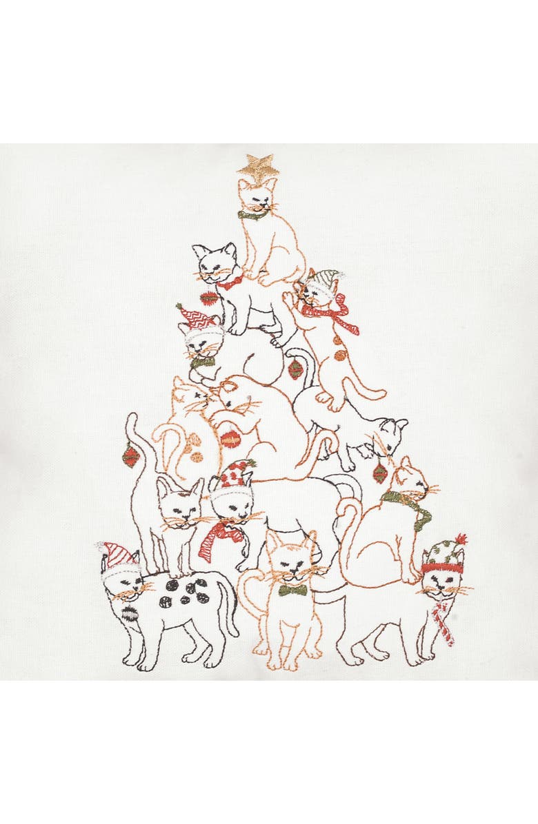 C&F Home Cat Christmas Tree Embroidered Cotton Blend Mini Accent Pillow 10" x 10", Alternate, color, Brown