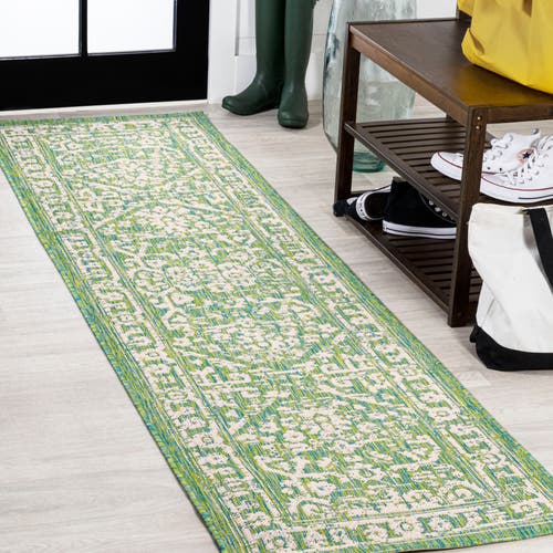 Jonathan Y Malta Bohemian Medallion Textured Weave Indoor/outdoor Area Rug In Cream/green