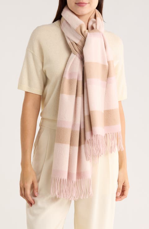 Stripe Fringe Cashmere Wrap Scarf