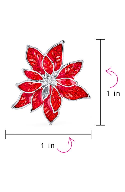 Bling Jewelry Enamel Pointsettia Clip-on Earrings In Red