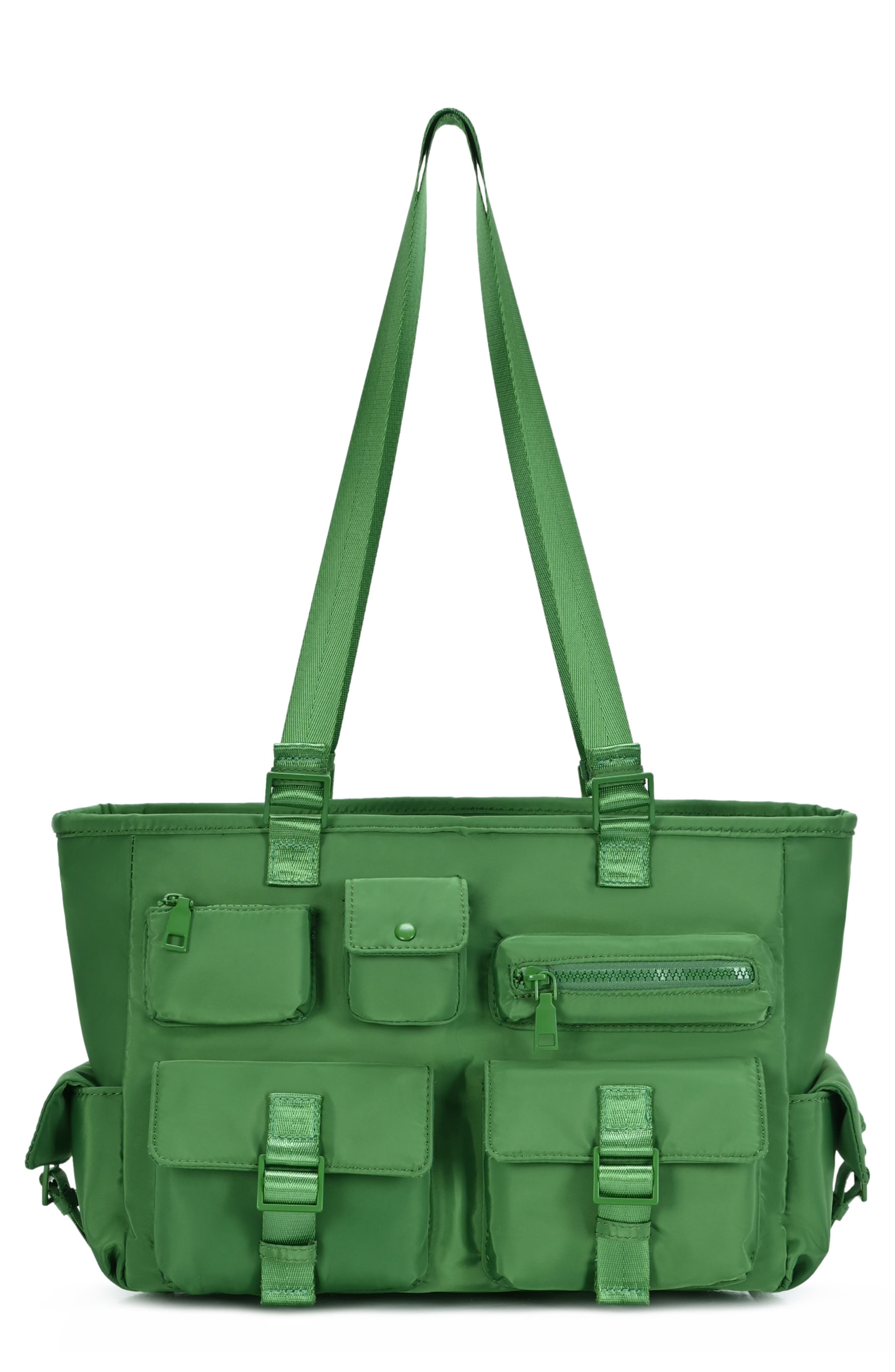 Multi Pocket Tote with Crossbody Strap, Main, color, GREEN