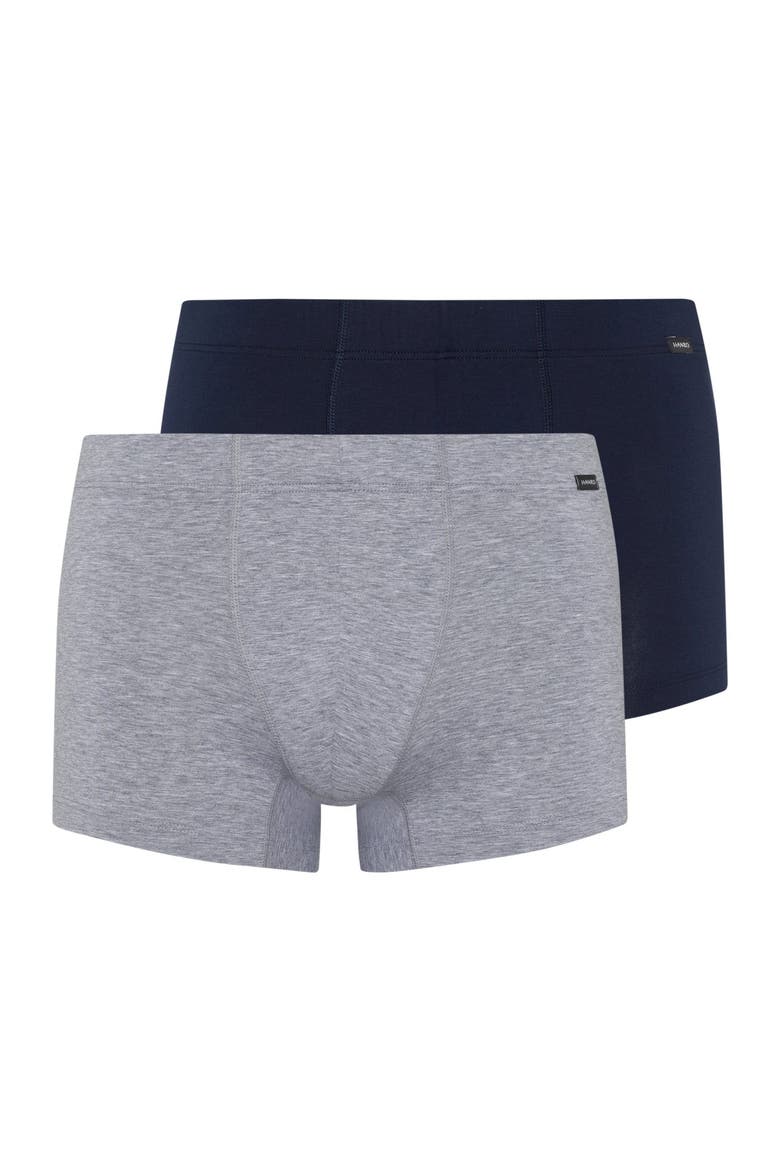 Cotton Essentials 2-Pack Cotton Boxer Briefs With Covered Waistband, Main, color, Light Melange/Deep Navy