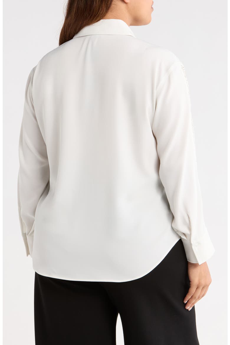 Natasha Lace Trim Button-Up Shirt, Alternate, color, ICE
