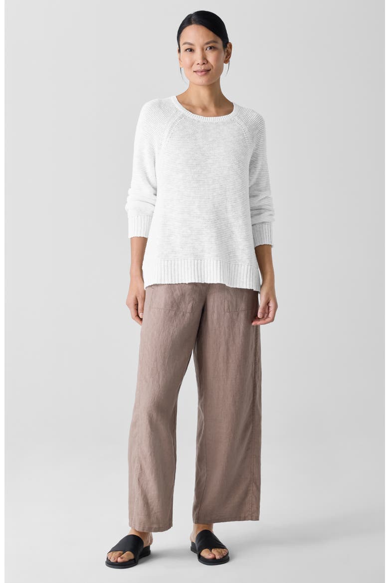 Raglan Sleeve Organic Linen & Organic Cotton Sweater, Alternate, color, WHITE