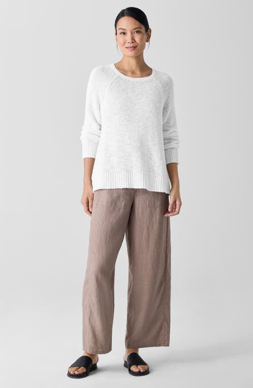 Eileen Fisher Raglan Sleeve Organic Linen & Organic Cotton Sweater In White