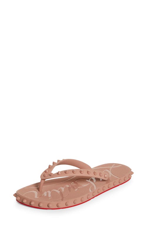 Christian Louboutin 'studded Open Toe Flat Sole Sandals' In Romance