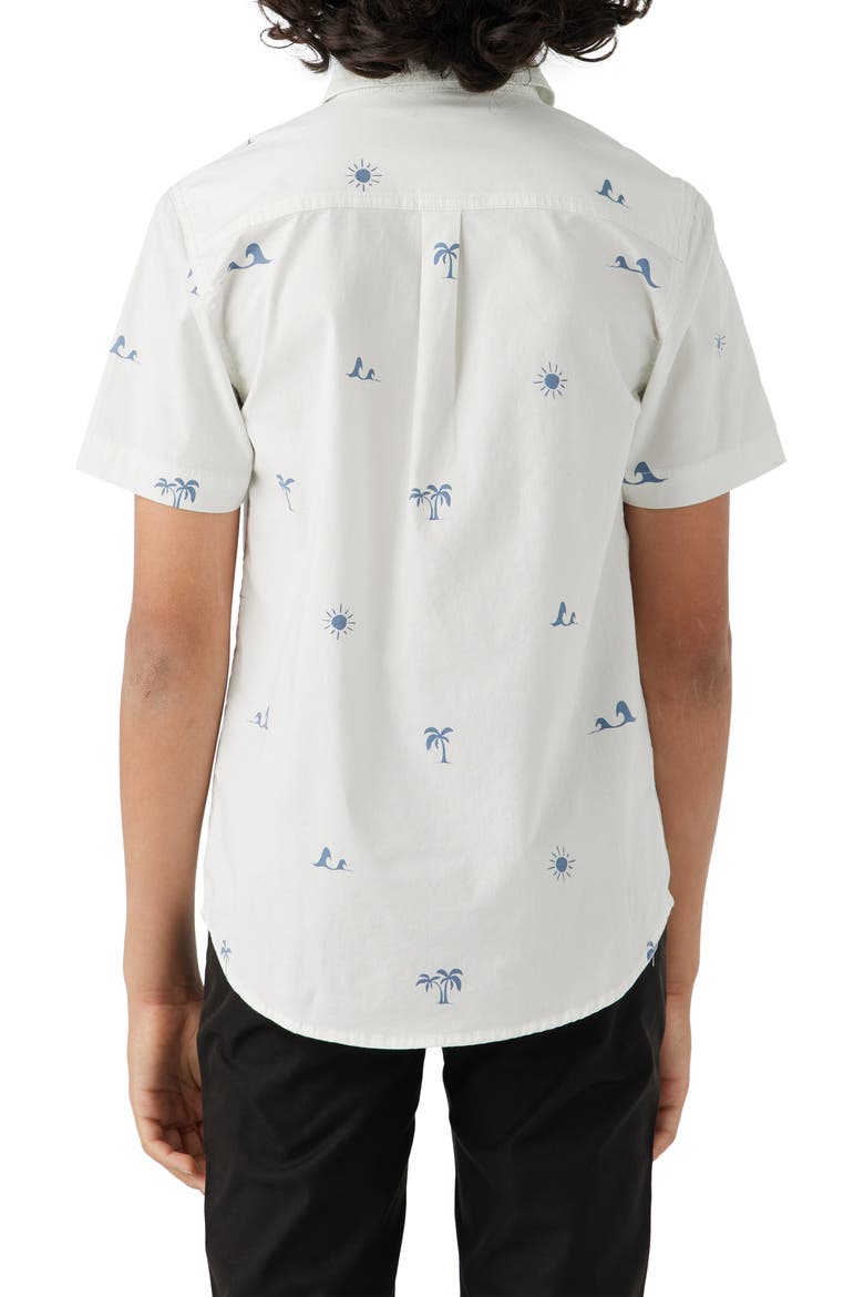 Kids' Quiver Short Sleeve Stretch Button-Up Shirt, Alternate, color, NATURAL