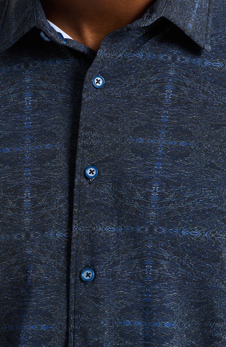 Robert Graham Irving Classic Fit Plaid Knit Button-Up Shirt, Alternate, color, Navy