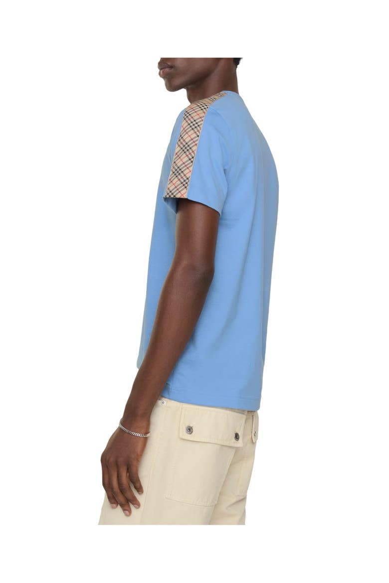 Check Trim Cotton T-shirt, Alternate, color, Cornflower blue