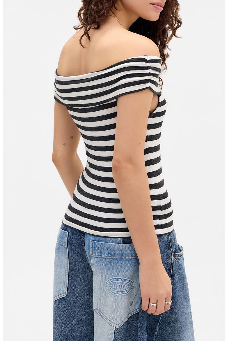 Stripe Off the Shoulder Top, Alternate, color, WHITE STRIPES