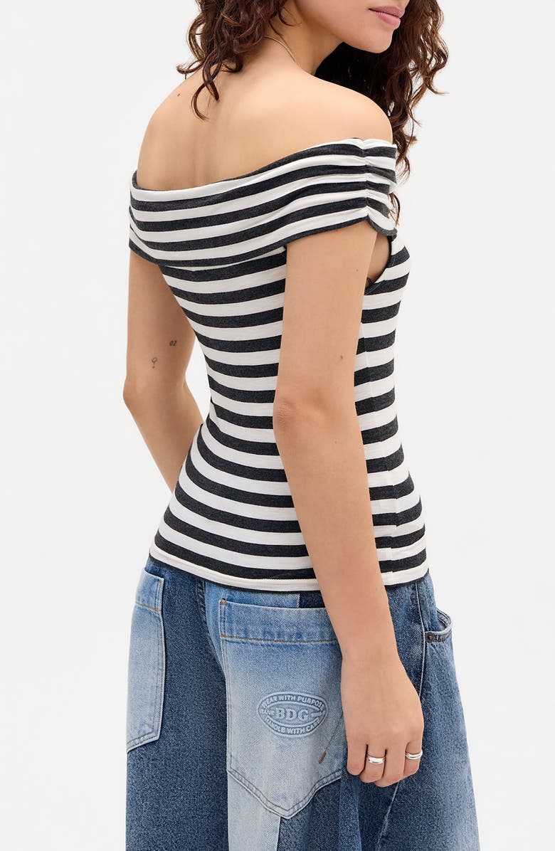 BDG Urban Outfitters Stripe Off the Shoulder Top, Alternate, color, White Stripes