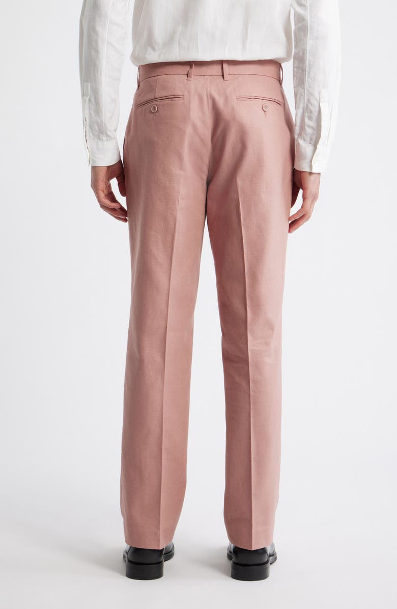 Percival Tailored Flat Front Linen & Cotton Trousers, Alternate, color, Mauve