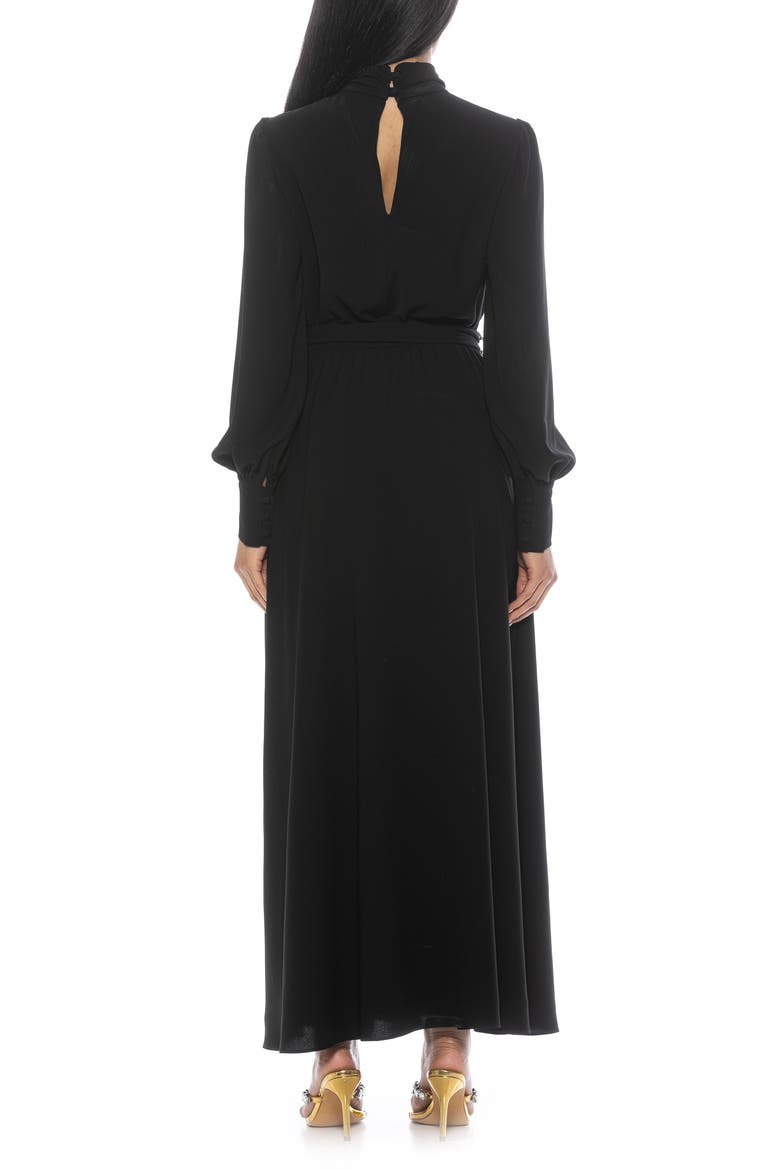 Saliah Mockneck Blouson Sleeve Dress, Alternate, color, BLACK