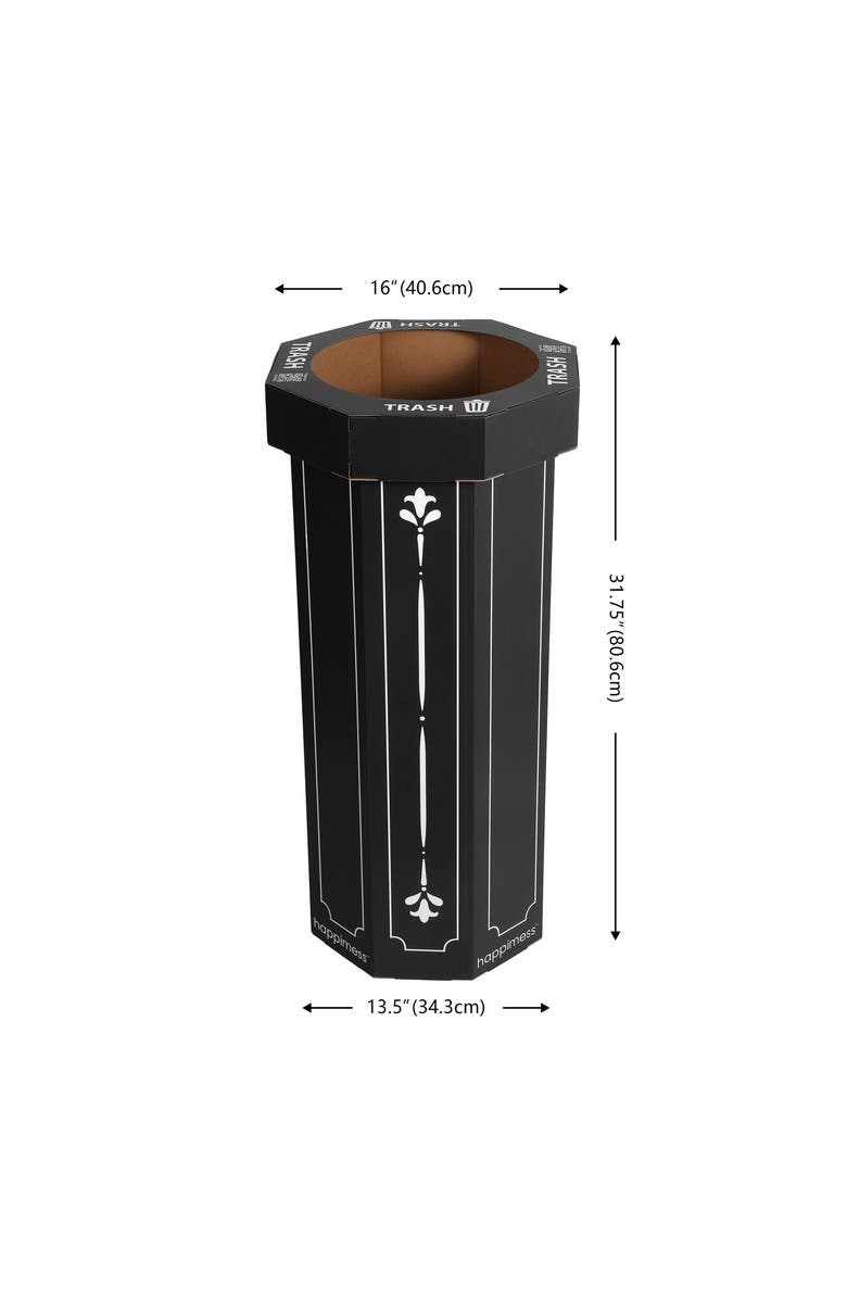 HAPPIMESS Fleur 25-Gallon Classic Disposable Corrugated Cardboard Event Trash Can and Recycling Bin, Alternate, color, Bridal Black