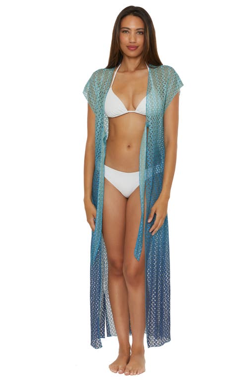 Becca Women's Sunset Ombre Crochet Cover-up Robe In Pool/lagoon