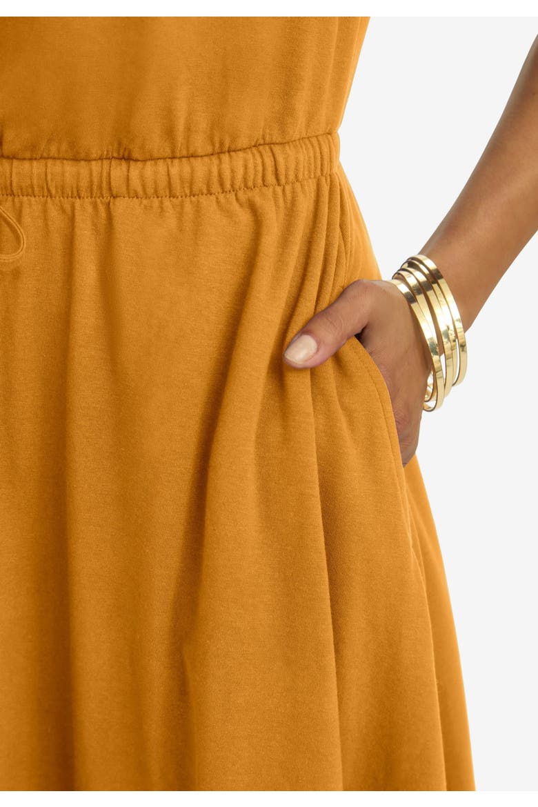 Stretch Cotton Drawstring Maxi Dress, Alternate, color, RICH GOLD