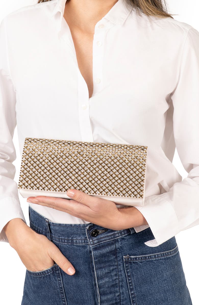 Nina Deva Crystal Clutch, Alternate, color, Ivory Multi