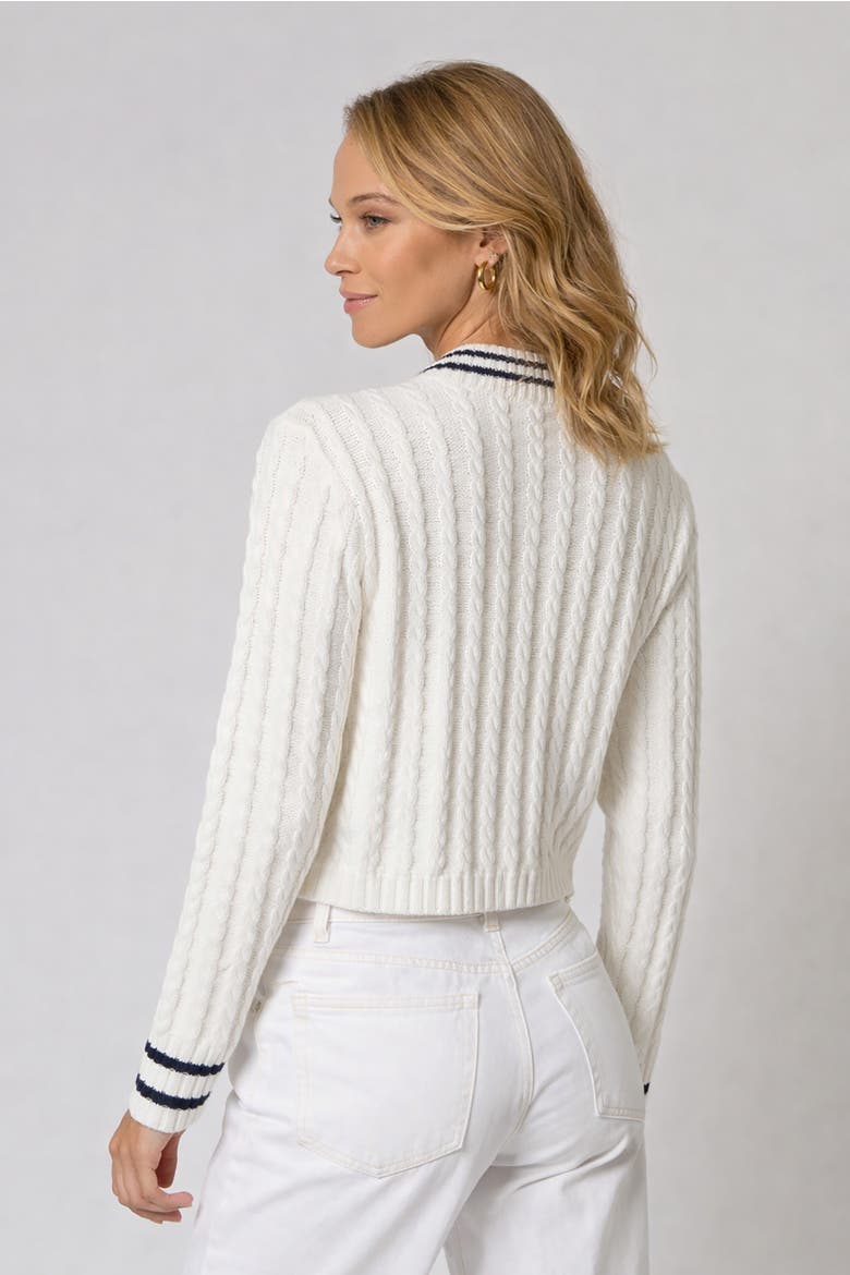 Coen Cable Zip Up Bomber, Alternate, color, WHITE/NAVY