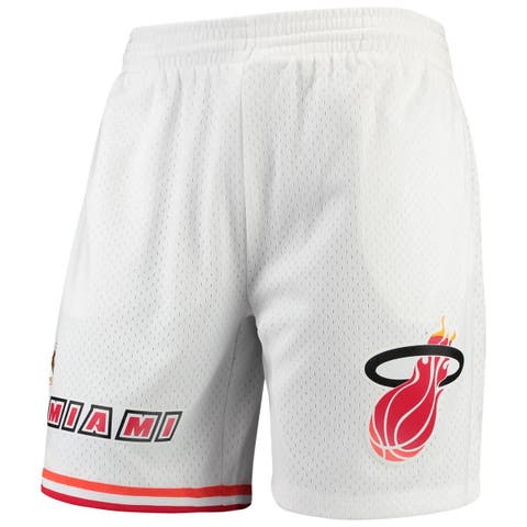Men's Mitchell & Ness White Miami Heat Hardwood Classics Team Swingman Shorts