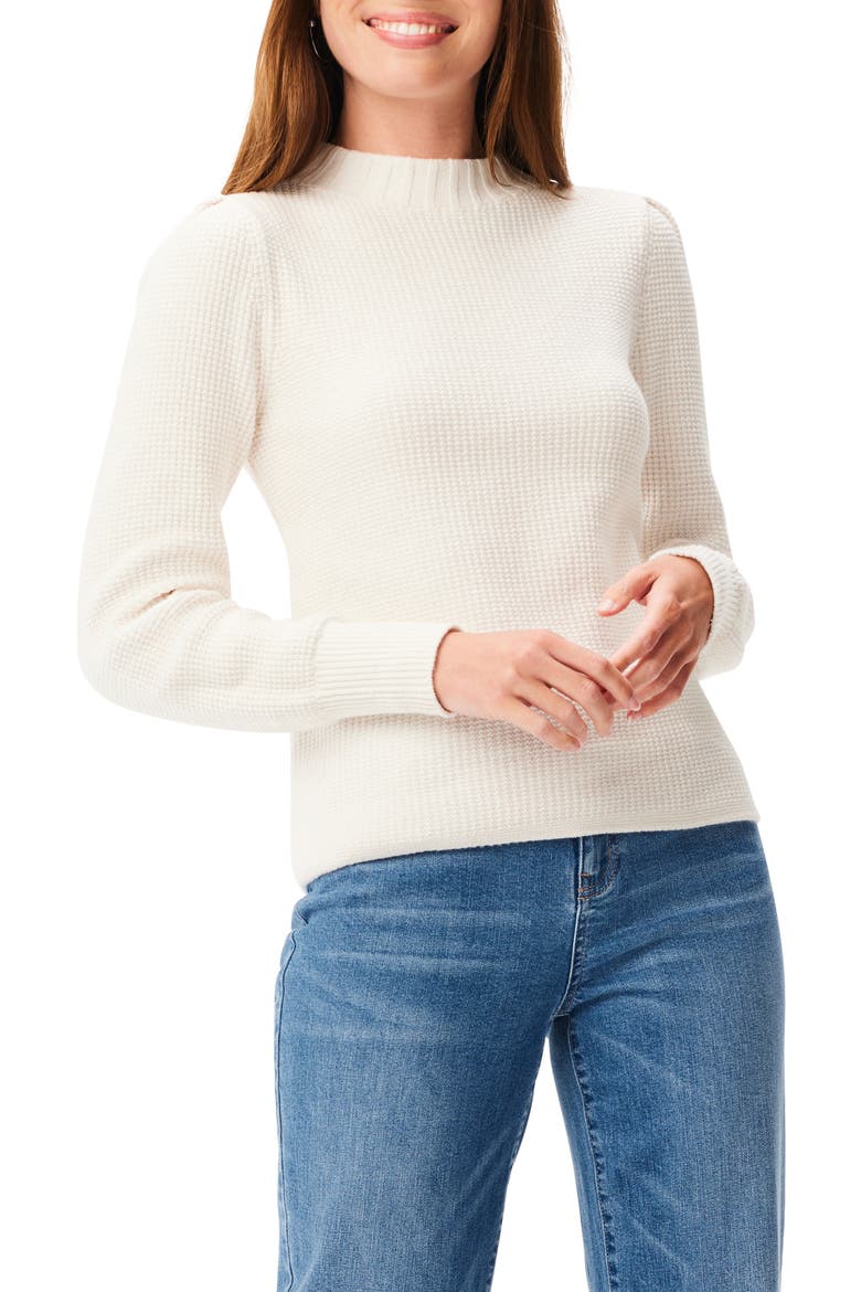 Puff Shoulder Waffle Stitch Sweater, Main, color, CREAM
