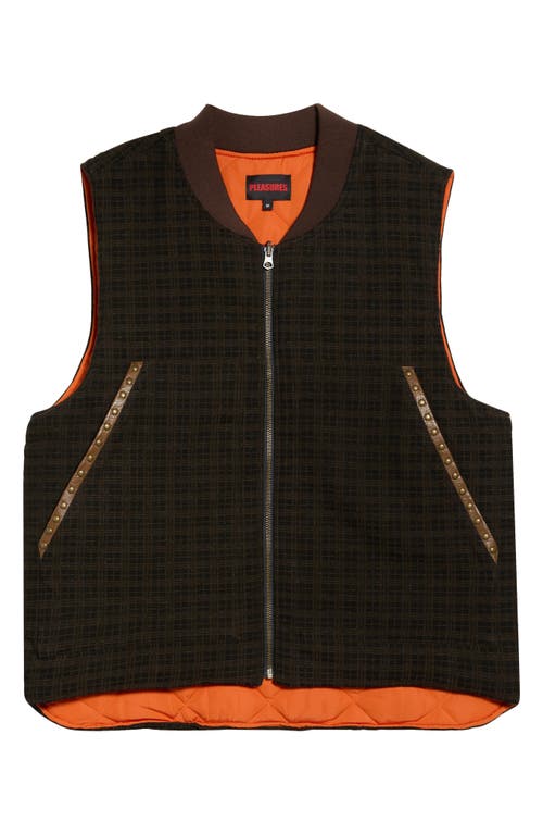 Pleasures Horns Studded Zip Vest In Brown