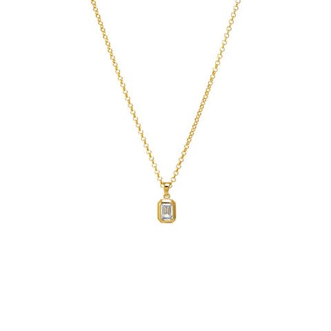 Lab Grown Diamond Emerald Bezel Charm 14K