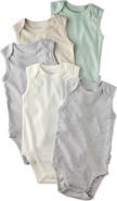 BUTTERBLU Sam Assorted 5-Pack Sleeveless Organic Cotton Bodysuits