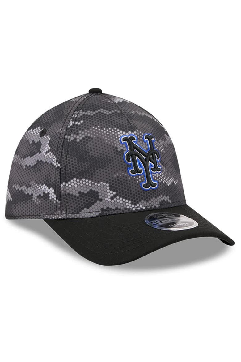 Men's New Era Black New York Mets Camo 39THIRTY A-Frame Flex Hat, Alternate, color, Black
