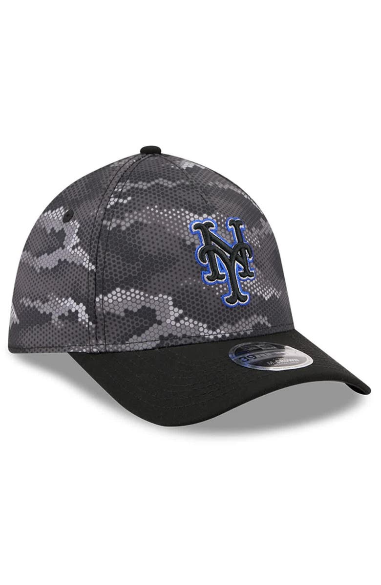 New Era Men's New Era Black New York Mets Camo 39THIRTY A-Frame Flex Hat, Alternate, color, Black
